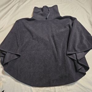Worthington Women's Black Fleece Poncho Cowl Neck Cape Shawl One Size